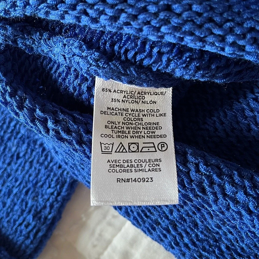 LOFT Blue Pointelle Raglan Sweater - Picture 8 of 8